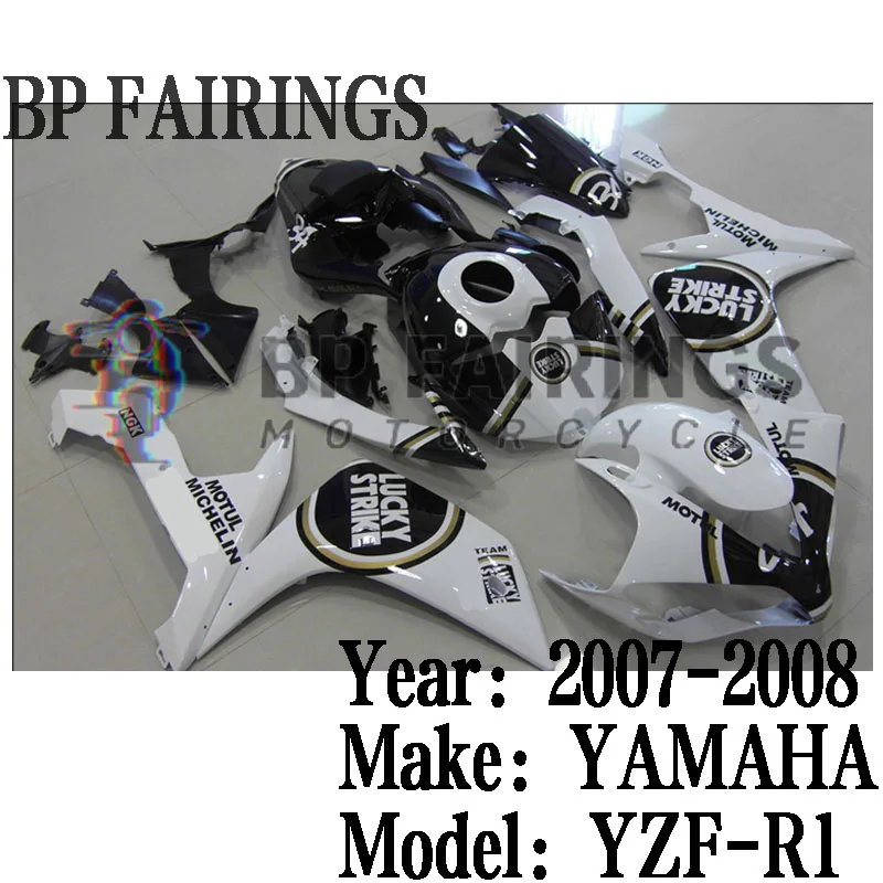 For YAMAHA R1 fairing kit 2007 2008 Injection molding bodywork set Lucky Strike fairings set YZF R1 07 08