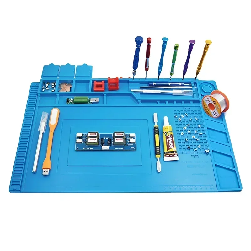 Tapis de Soudure Antistatique et Isolant Thermique pour Outils de Travail, Kit de Réparation pour Ordinateurs et Montres, Plateforme de Maintenance