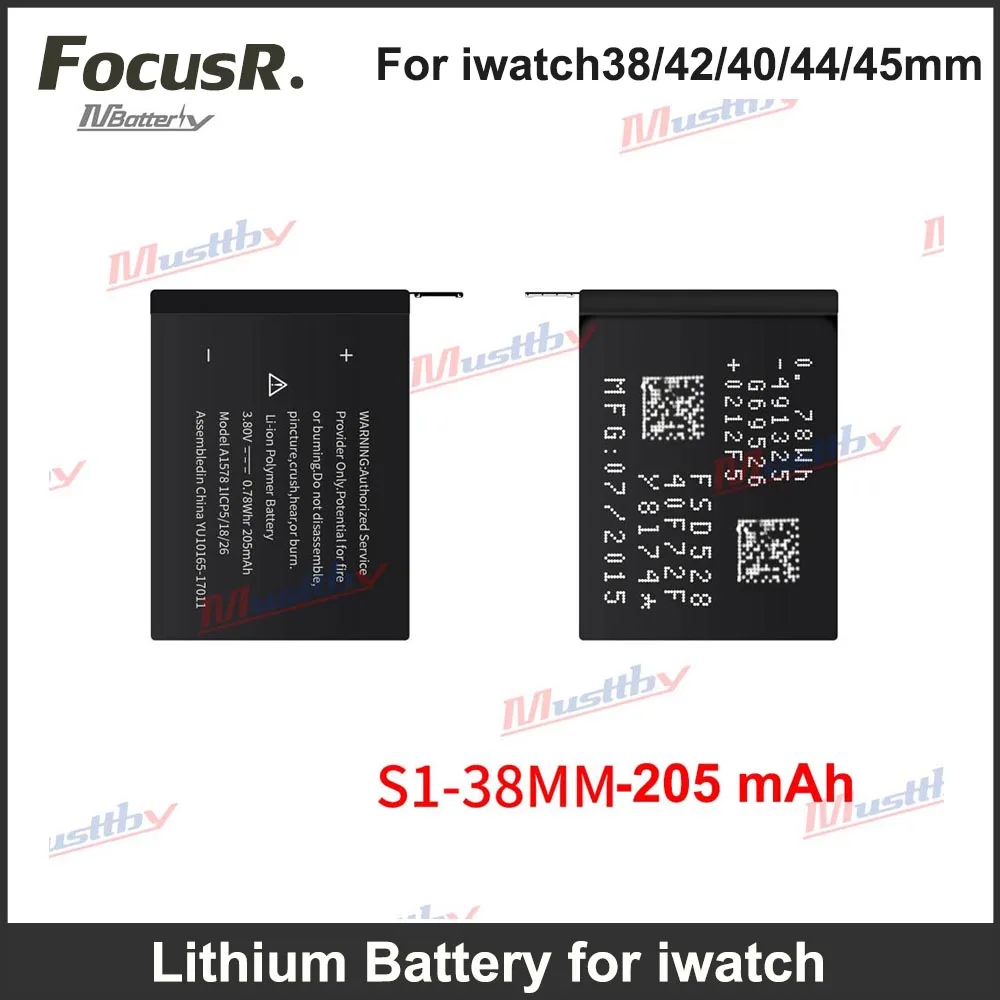 

5 pcs Top Quality Lithium Battery Replacement for Apple Watch Series S1 2 3 4 5 6 7 8 Bateria IWatch 38mm 40mm 42mm 41mm 45mm