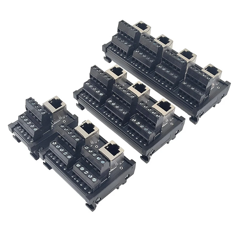 Universal RJ45 Ethernet Port Adapter Board Ethernet Hub 8pin Wiring Terminal Crystal Head Socket RJ45 to 8Pin Terminal Block