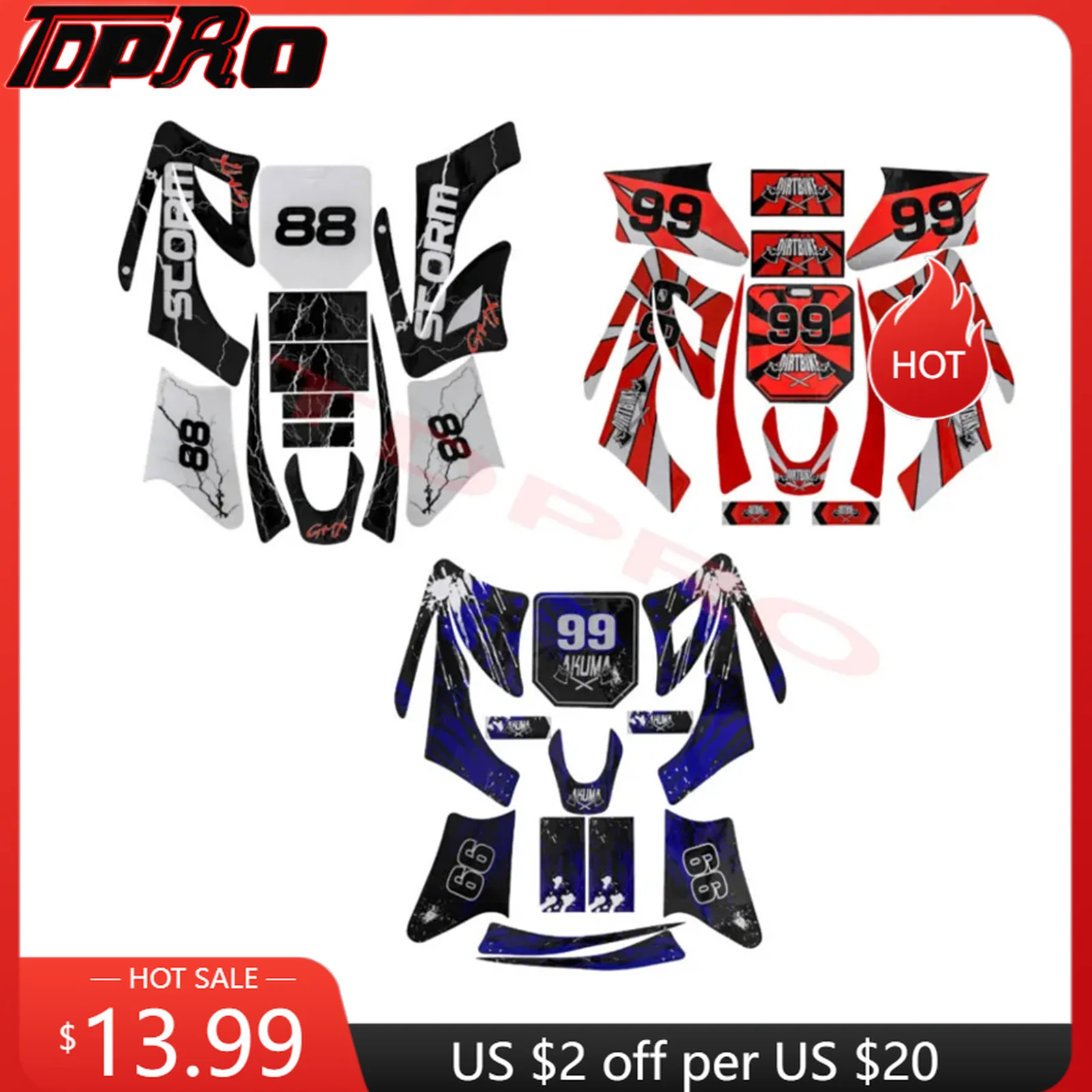 

TDPRO Plastics Fairing Fender Decal Graphics Sticker Kit For Orion Apollo Pit Dirt Bike 110cc 125cc 150cc 250cc