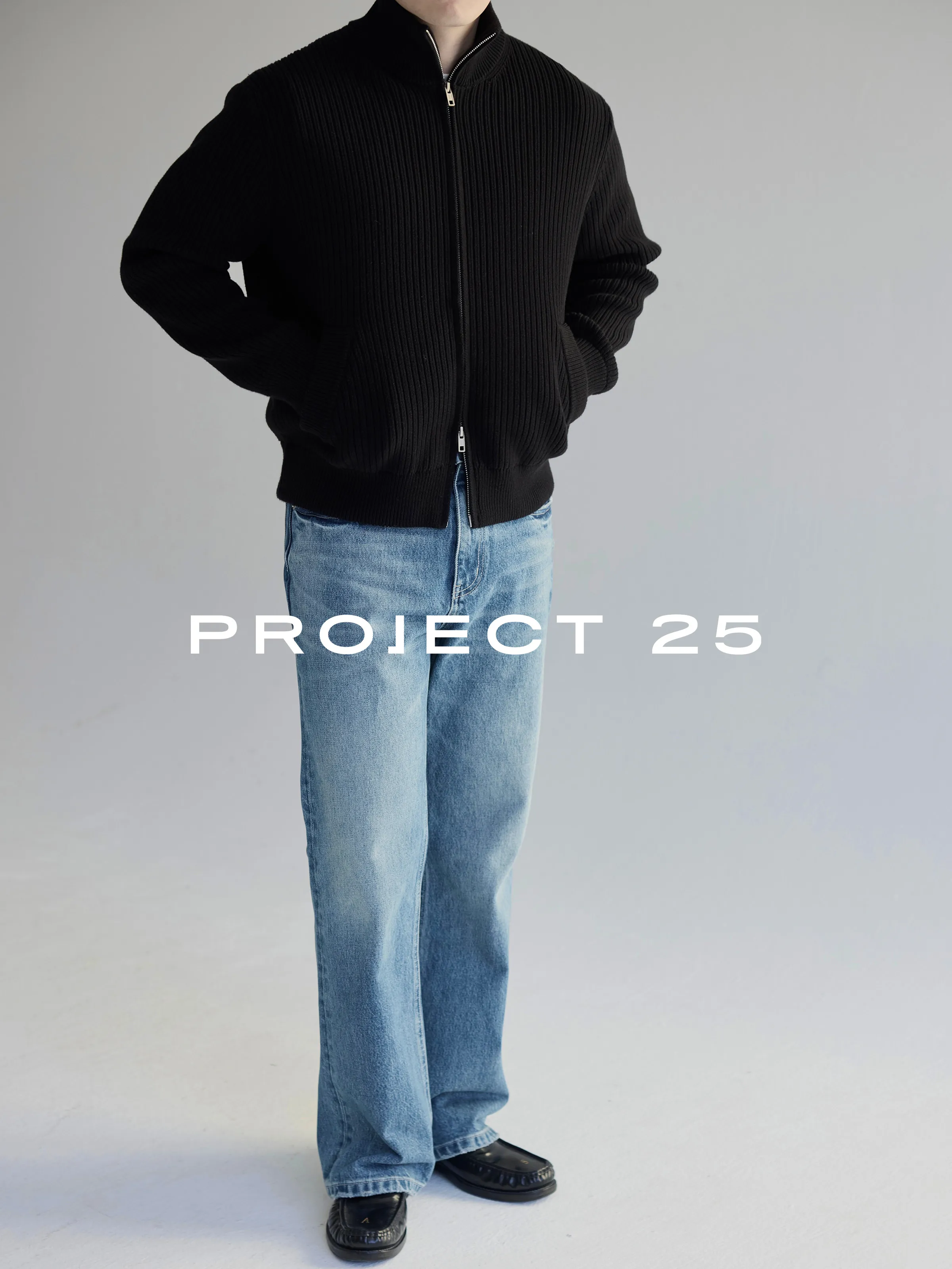 PROJECT 25 Kardigan Pria Berbahan Katun Combed Tebal Anti-Pilling dengan Ritsleting – Jaket Rajut Tebal Premium untuk Perjalanan Musim Gugur/Dingin