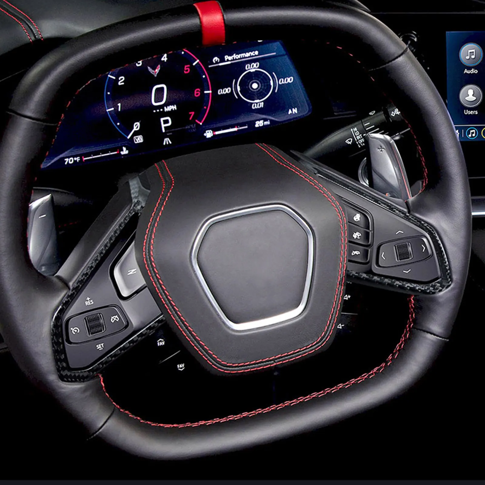 REAL HARD Black Carbon Fiber Steering Wheel Button Outer Trim For Corvette C8 2020-2024