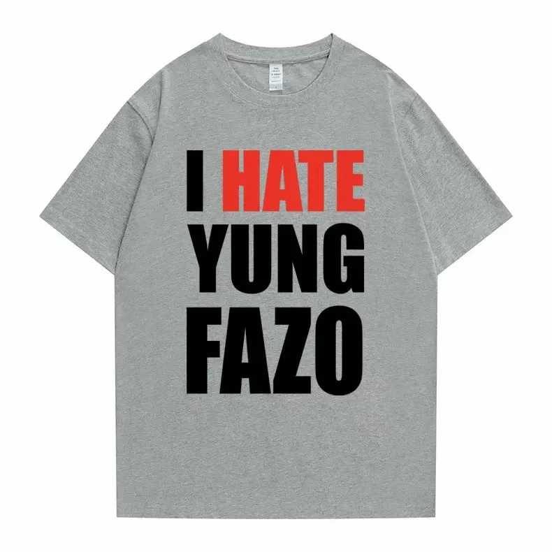 I Hate Yong Fazo T-shirts Men\'s Y2k Funny Meme Underground Rap Opium Summrs Kankan Tshirt Men Women Hip Hop Oversized T-shirt