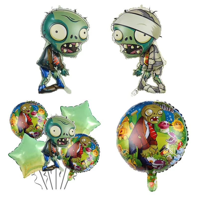 New Cartoon Hot Plants Vs Zombies Aluminum Foil Balloon Set Party Decoration Birthday Venue Decoration Gifts - view 3