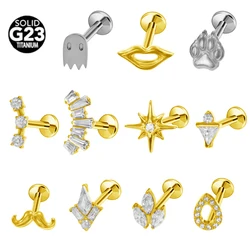 100% G23 Titanium Ghost Labret Piercing Internal thread Tragus Earring Stud North Star Cartilage Body Jewelry