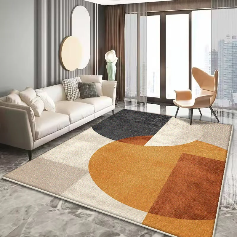 

Modern Orange Decoration Carpet Living Room Simple Geometry Carpets Home Sofa Light Luxury Rugs Bedroom Bedside Soft Floor Mat