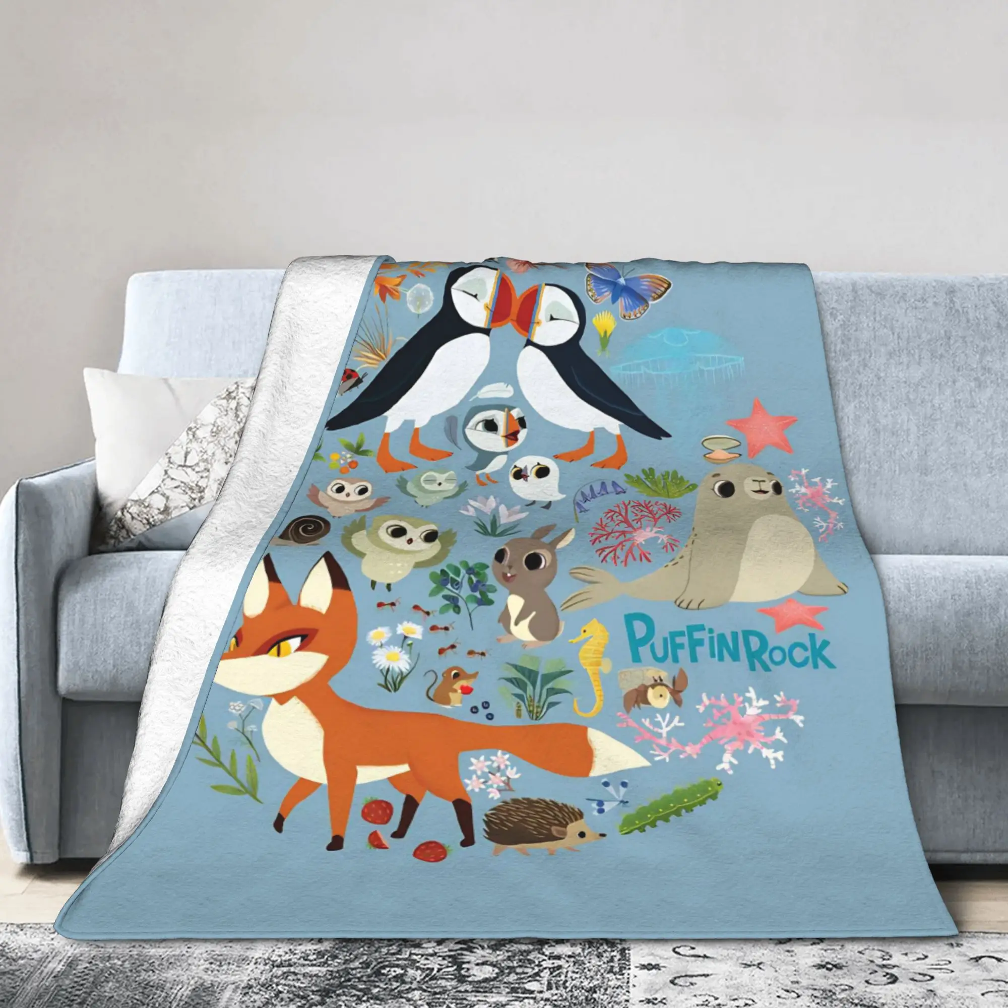 Puffin Rock Oona Baba Blankets Fleece Cartoon TV Watercolor Soft Throw Blanket for Bedding Throws Quilt Multi-function