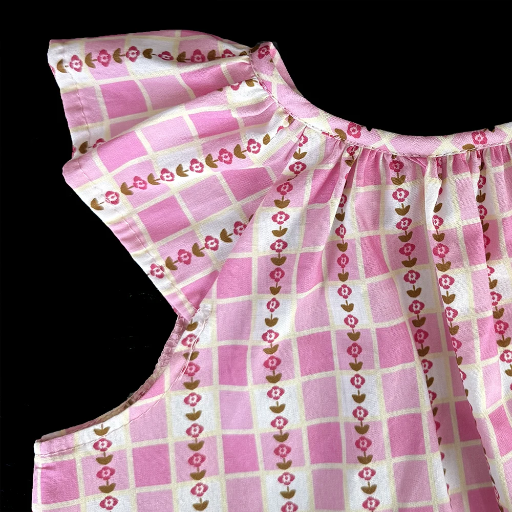 Sommermode-Set für Mädchen, Kinder-Blumendruck, fliegende Ärmel, Top + Shorts, zweiteiliges, süßes, erfrischendes Set für kleine Mädchen – Detail 5