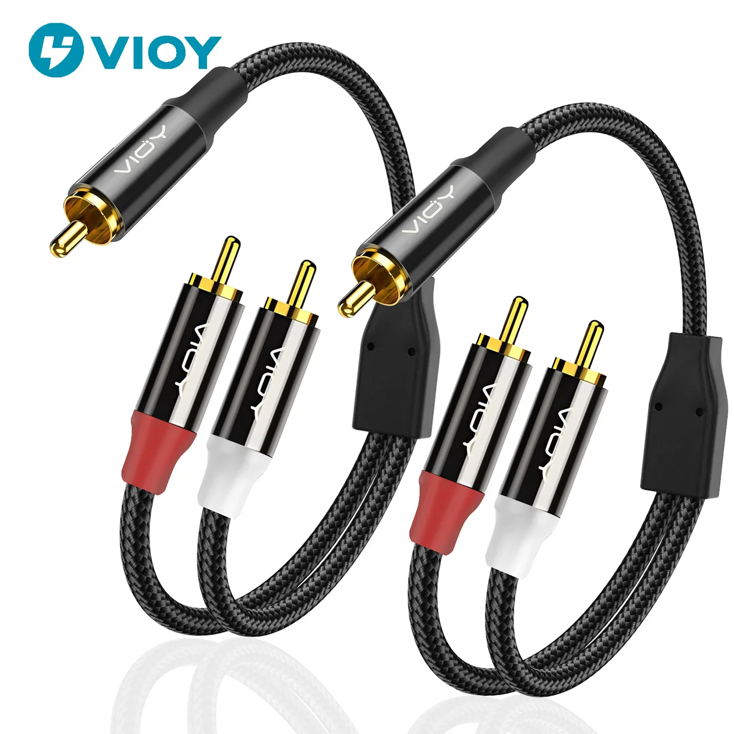 RCA Cable 1RCA Male To 2RCA Male Y-Splitter Digital Stereo Audio Cable Subwoofer Cord for Speaker Subwoofer Home Theater