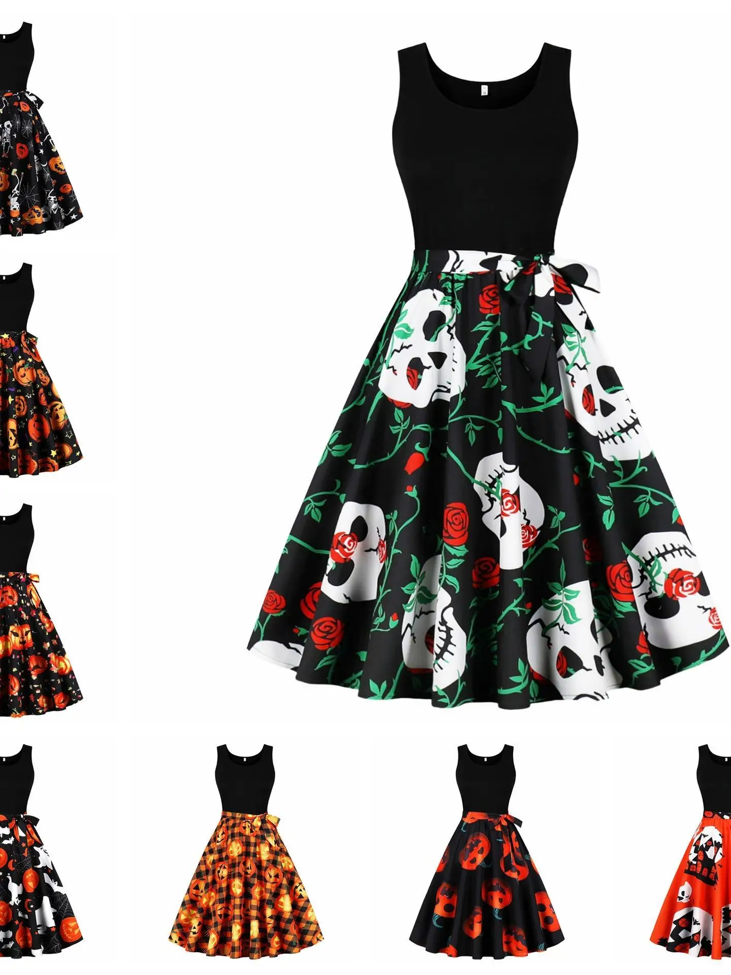 

Женское винтажное платье-жилет на Хэллоуин, из полиэстера, без рукавов, миди, базовый стиль для деловых мероприятий