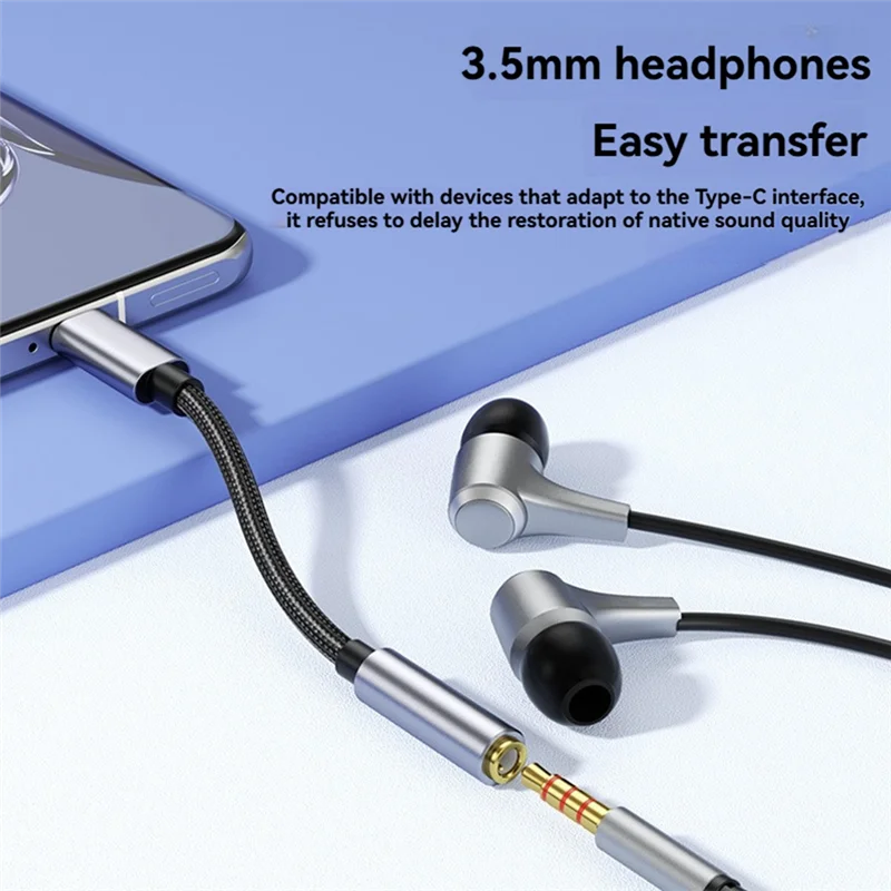 ABZW Adaptor Jack Headphone Tipe C Ke 3.5Mm Adaptor Jack Tipe C Ke 3.5Mm USB C Kabel Adaptor Decoding Audio Analog