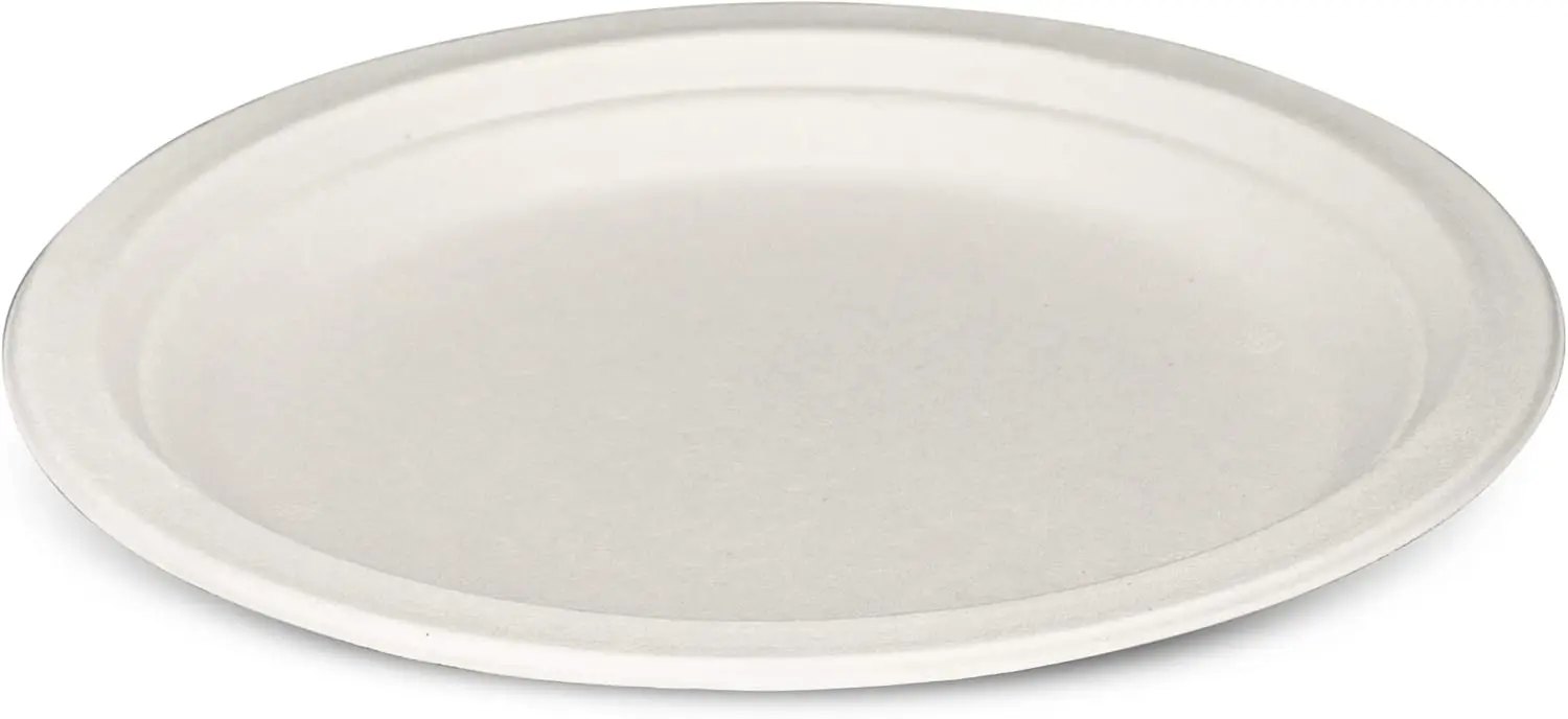 250 Pack Heavy-Duty White Paper Plates, 100% Compostable, Eco-Friendly - Biodegradable Disposable Plates, Sugarcane Paper Plates