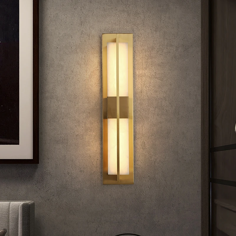 RONIN Brass Wall Light LED Modern Luxury Marble Sconces Fixture Indoor Decor for Home Bedroom Living Room Corridor