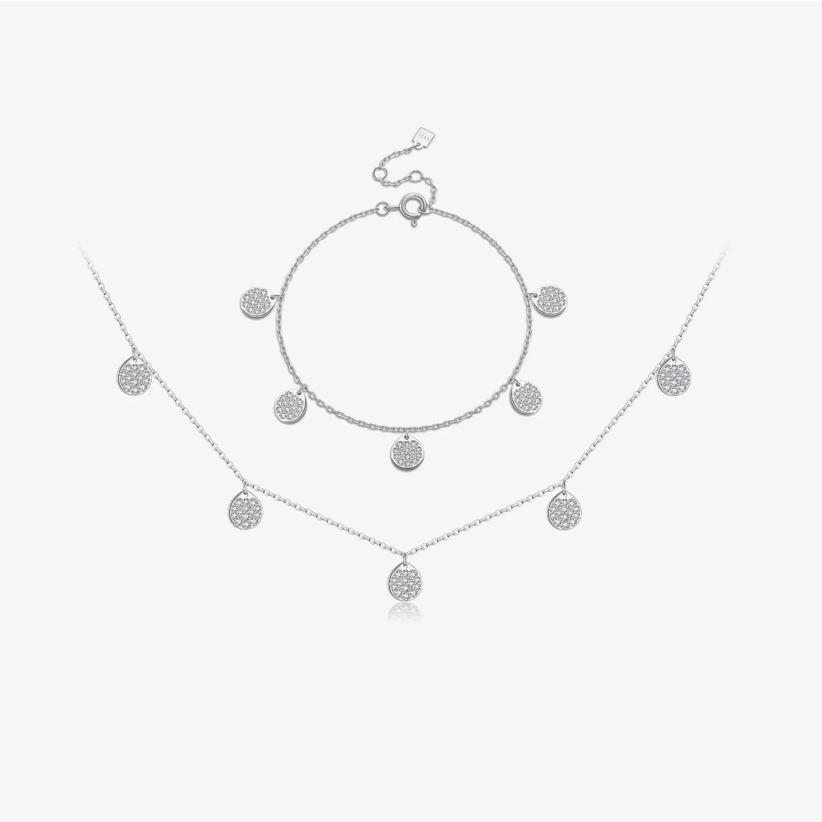 VEWANT Women 925 Sterling Silver Sparkling Round Pendant Necklace Bracelet Zircon 2025 Jewelry Set for Daily Elegance