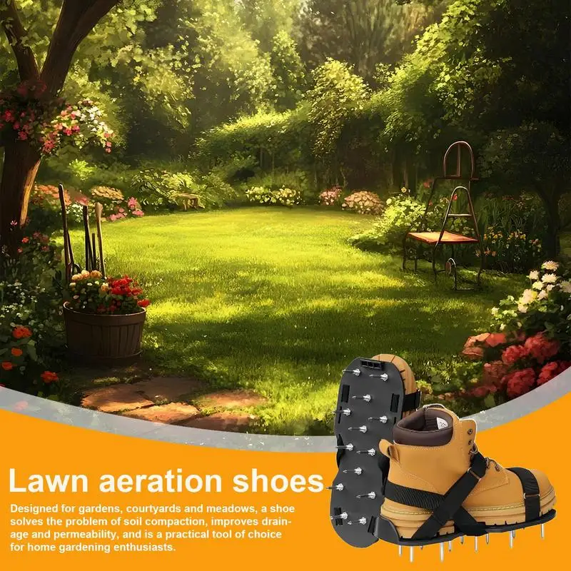 Lawn Aerator Shoes Spike Soil Aerator Adjustable Spiked Aerating Shoes To Enhance Soil Aeration Performance For Gardening Yard