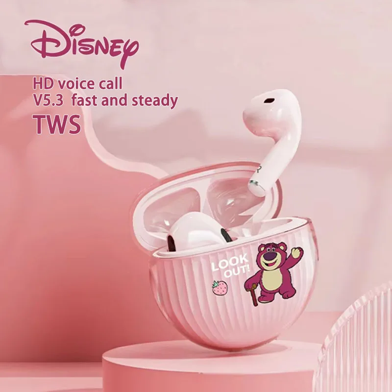 Disney QS-T15 Wireless Earphones HIFI Sound HD Call Earbuds V5.3 Bluetooth Long Endurance Music Headset Lotso Birthday Gifts