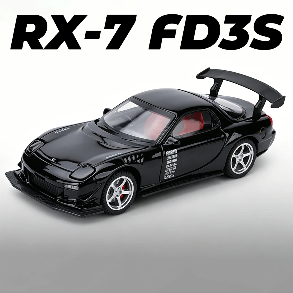 

Scale 1:32 RX-7 MX-5 Model Car Toy Metal Body Music Light Shock Absorption Miniature Vehicles Models Toys Study Room Decor