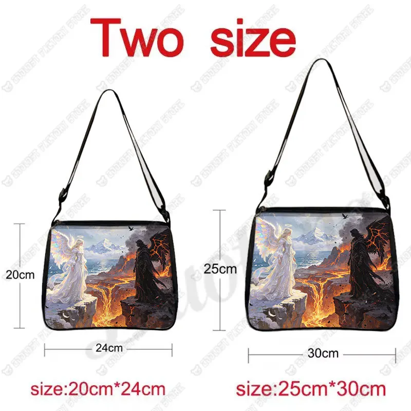 Light and Fark Fallen Angel Wing Graphic Print Shoulder Bag Baclk and White Angels Women Handbag Phone Holder Large Capacity Bag