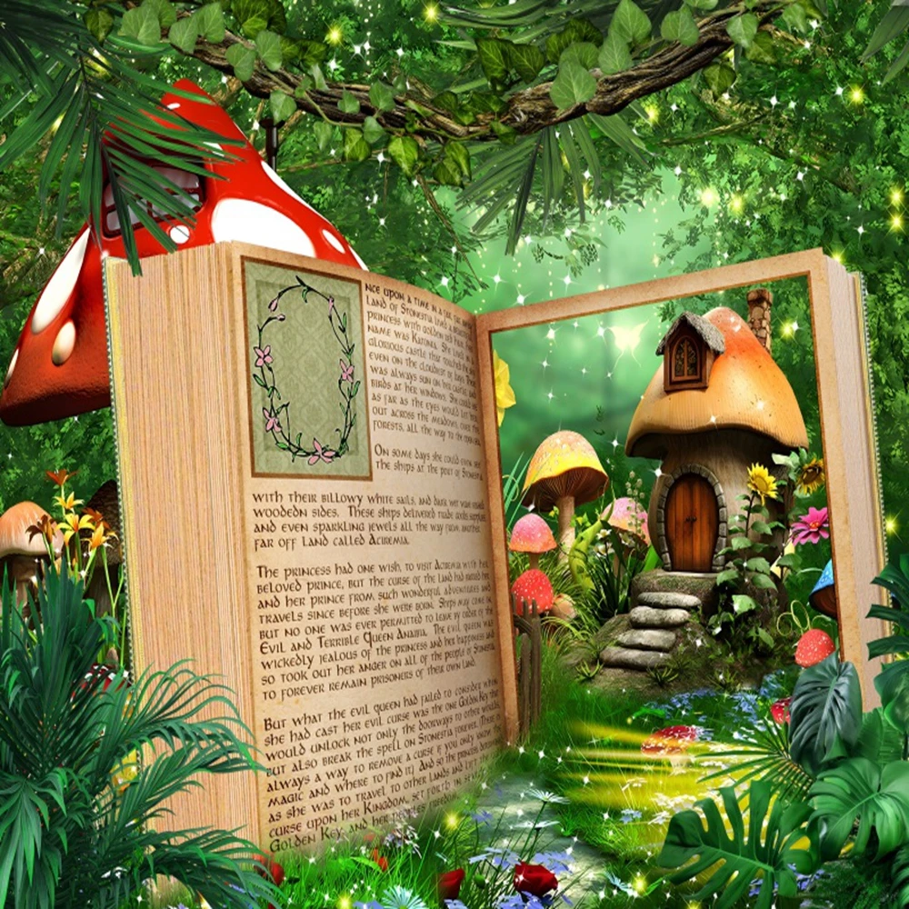 Enchanted Forest Photography Backdrop Fairy Tale Butterfly Mushroom Baby Shower Birthday Party Photo Background Photostudio Prop
