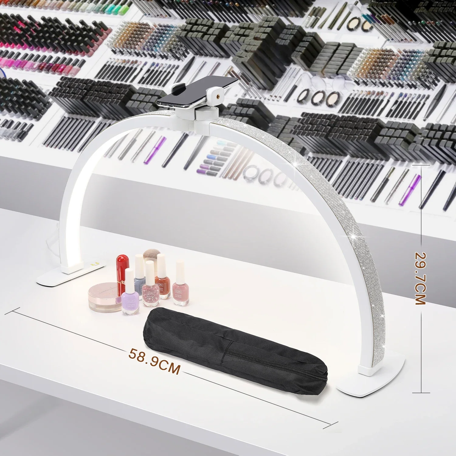 3000-6000K ハーフムーンネイルテーブルランプまつげ作業用折りたたみ LED 三日月マニキュアデスクトップライトアーチ美容サロン補助照明