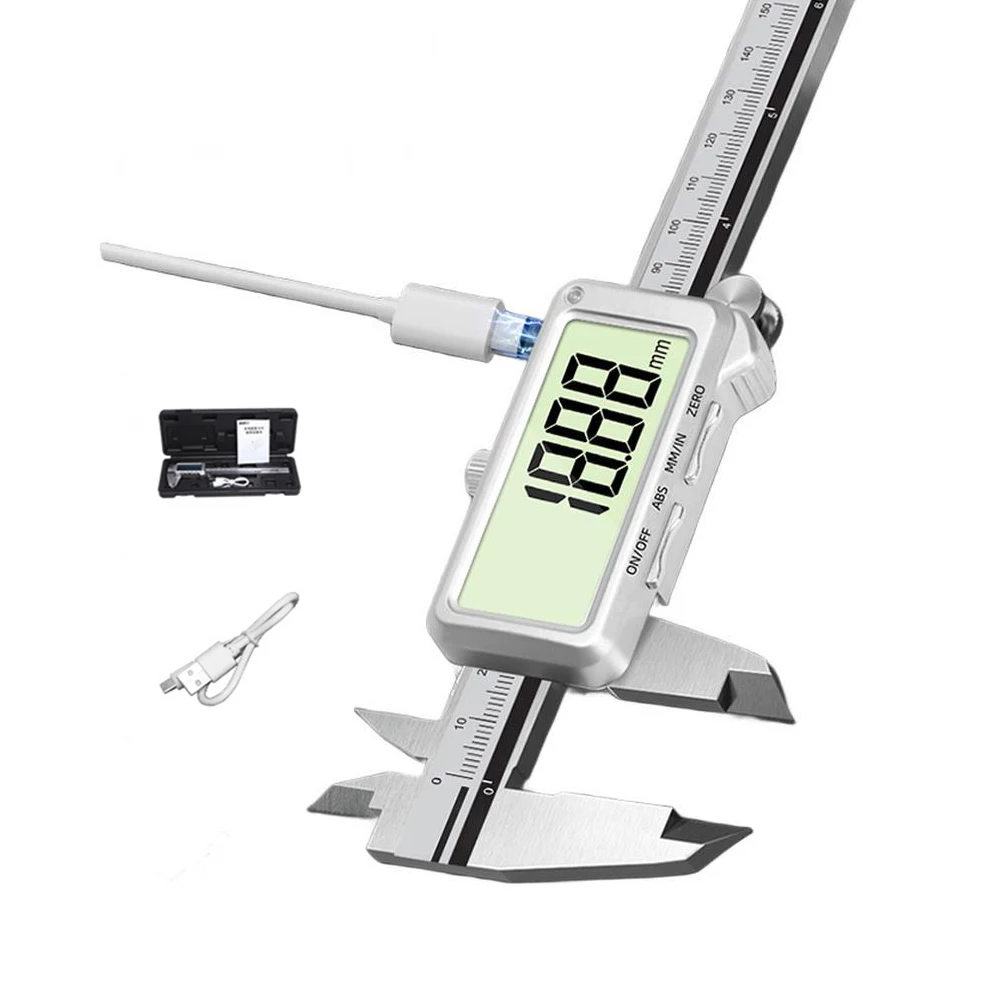 Upgraded Glass Grid Digital Caliper 150mm 200mm 300mm Rechargeable Type-C Interface Large Display For Precision Depth Gauge Tool