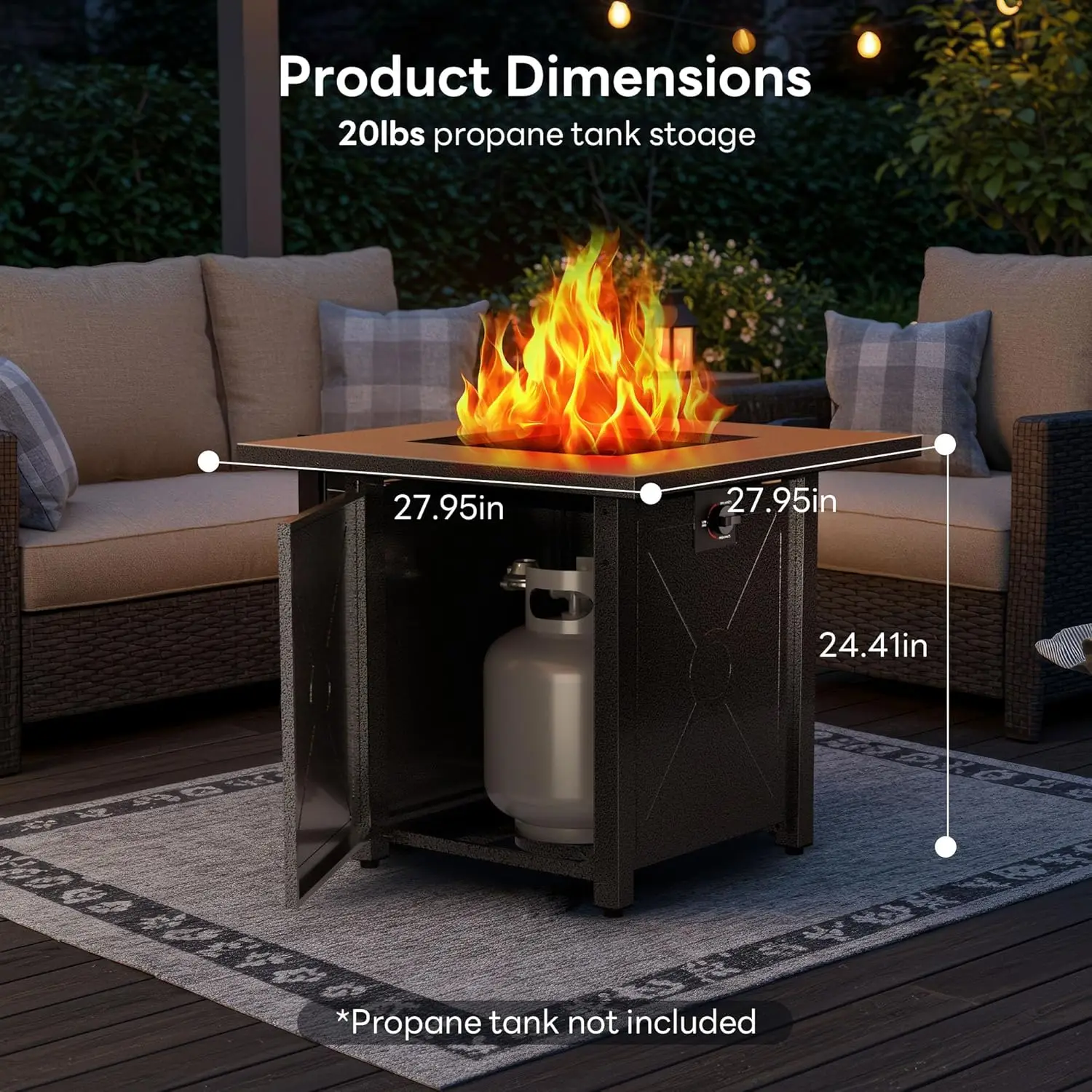 50000 BTU Steel Outdoor Patio Deck Garden Propane Fire Pit with Lid, Lava Rock and 3-in-1 Multi-Use view 6