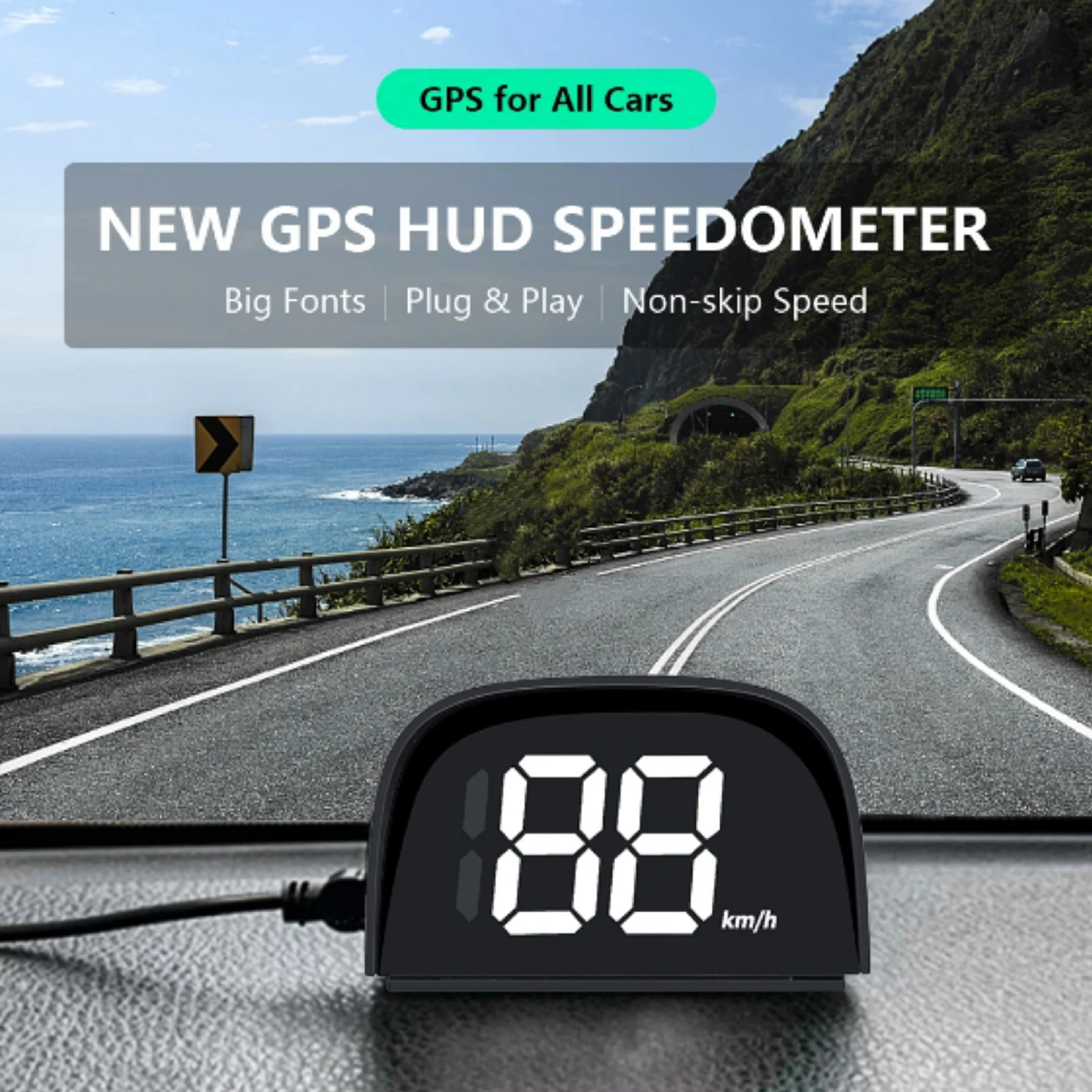 KMH/MPH GPS HUD Digital Speedometer Display Plug and Play for All Cars Big Font Car Accessories For All Car Digital Speedometer