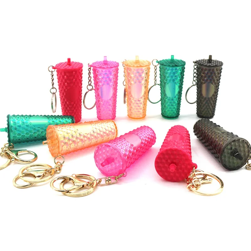 Cup with straw keychain coffee cup pendant simulation creative pendant