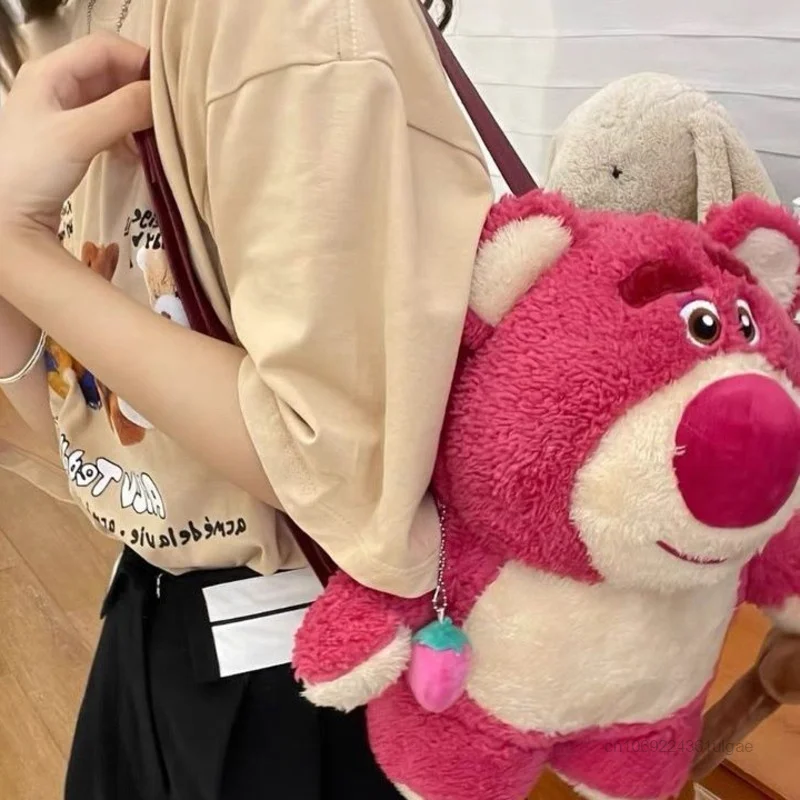 Disney Cartoon Lotso Cute Plush Bags Y2k Aesthetic Doll Backpacks Women New Luxury Cartoon Purses Double Shoulder Bag Girls Gift