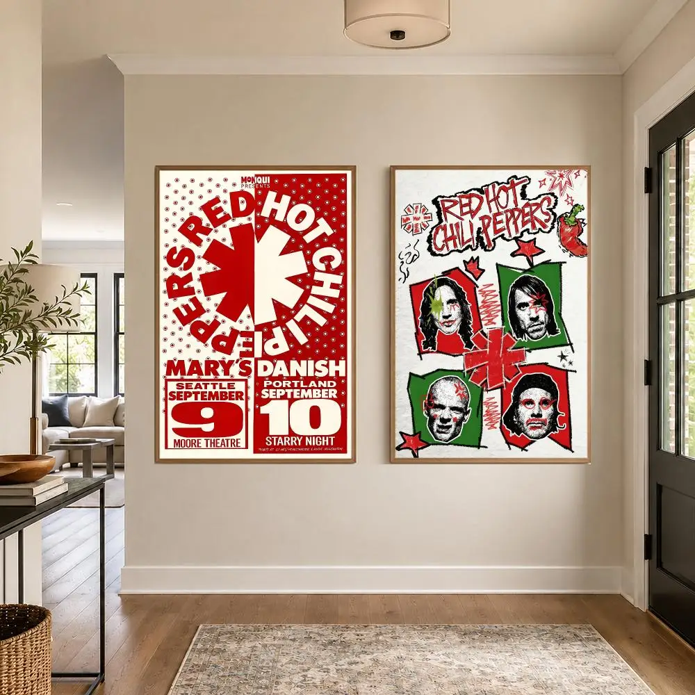 Rock Band R-Red Hot Chili Poster Graphic Wall Art Poster HD Waterproof PP Paper Print for Bedroom Living Room Office Decor Gift