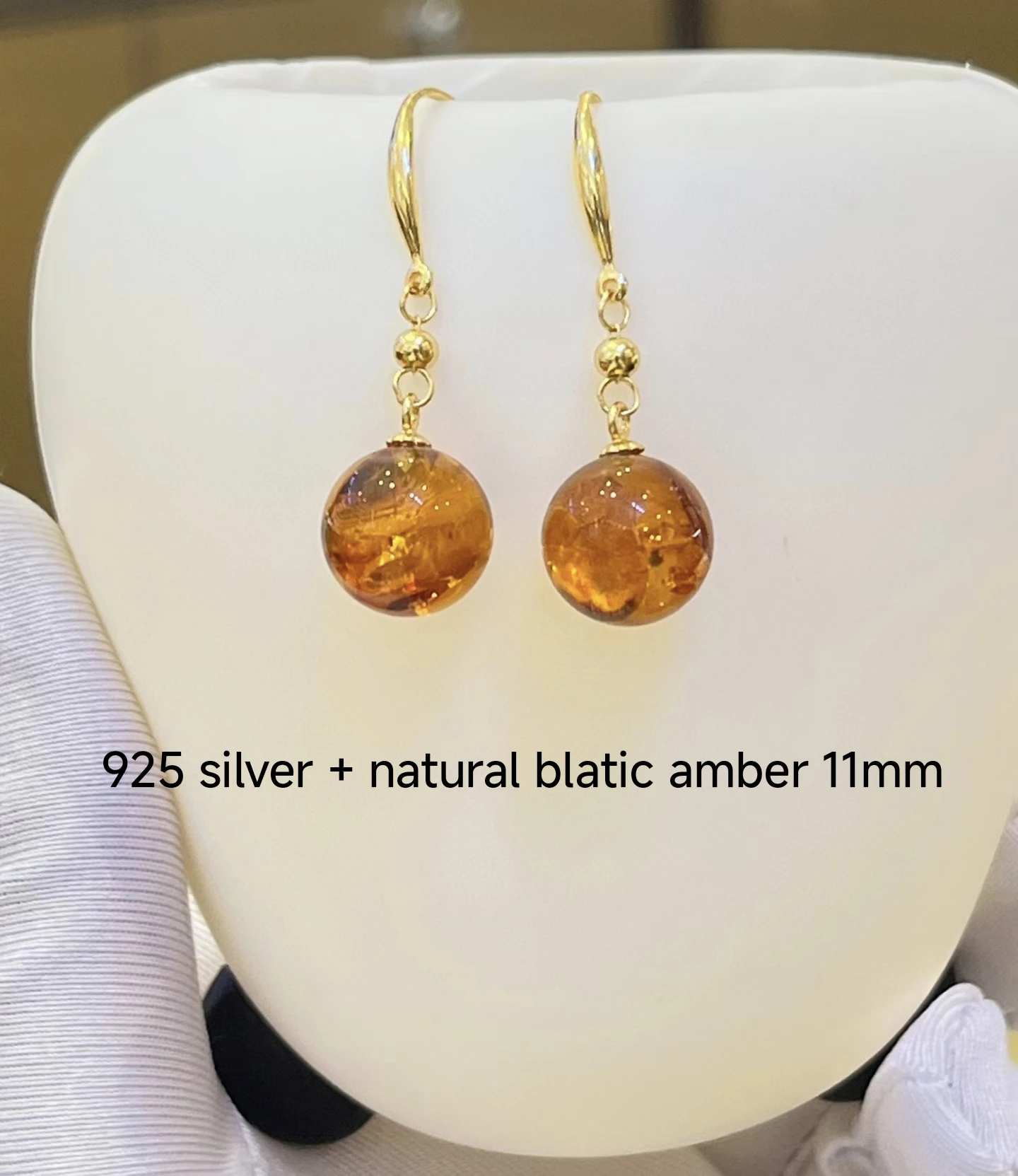 

Certificated 925 Silver Natural Baltic Flower Amber Ear Hooks 10-11mm Beaded Amethyst Turquoise Drop Earring Women Daily Jewelry