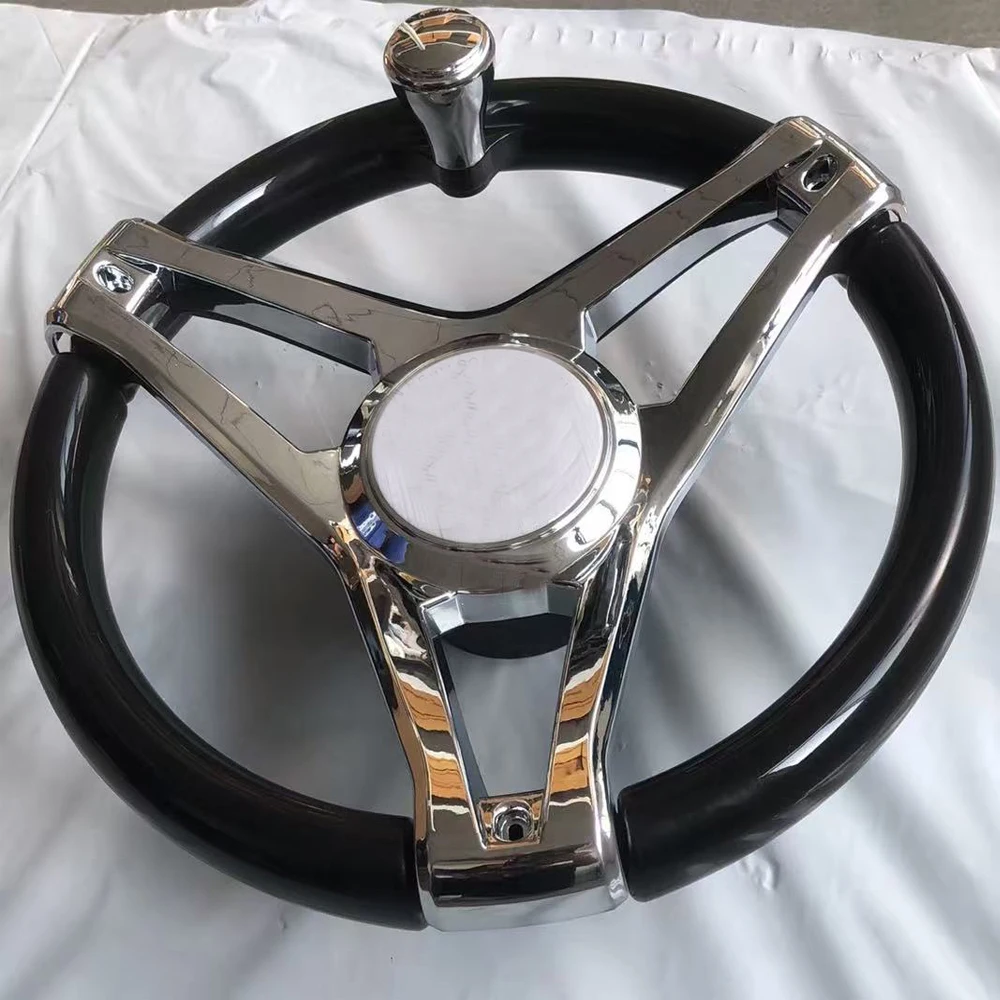 عجلة قيادة القارب 3 تكلم بقطر 13-1/2 بوصة، عجلة قيادة بحرية لـ Seastar و Verado مع مقبض دوار