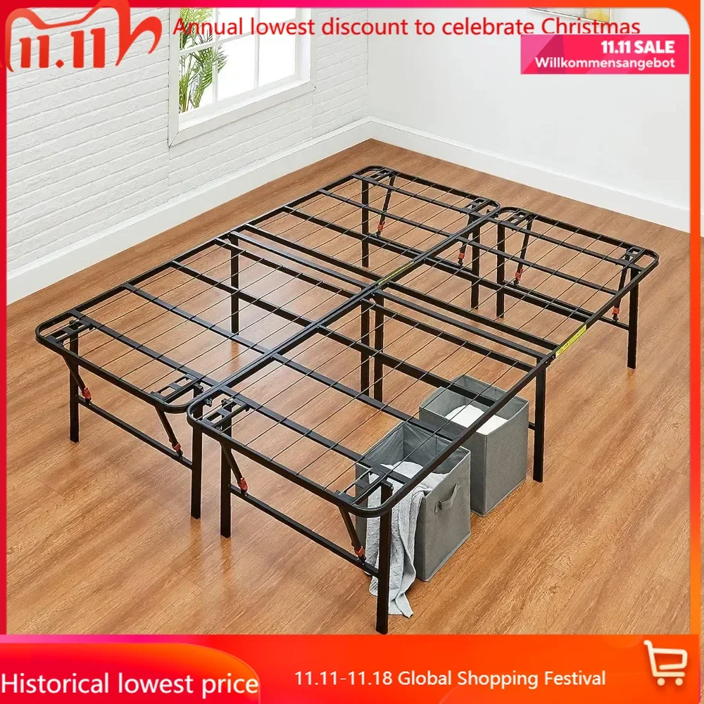 

Basics Foldable Metal Platform Bed Frame with Tool Free Setup, 18 Inches High, Sturdy Steel Frame, No Box Spring Needed,