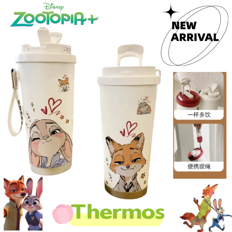 

Изолированная кружка DisneyZootopia Джуди Ник, большая емкость, кофейная чашка, новая студенческая пара, милая мультяшная бутылка для воды с портативным ремешком