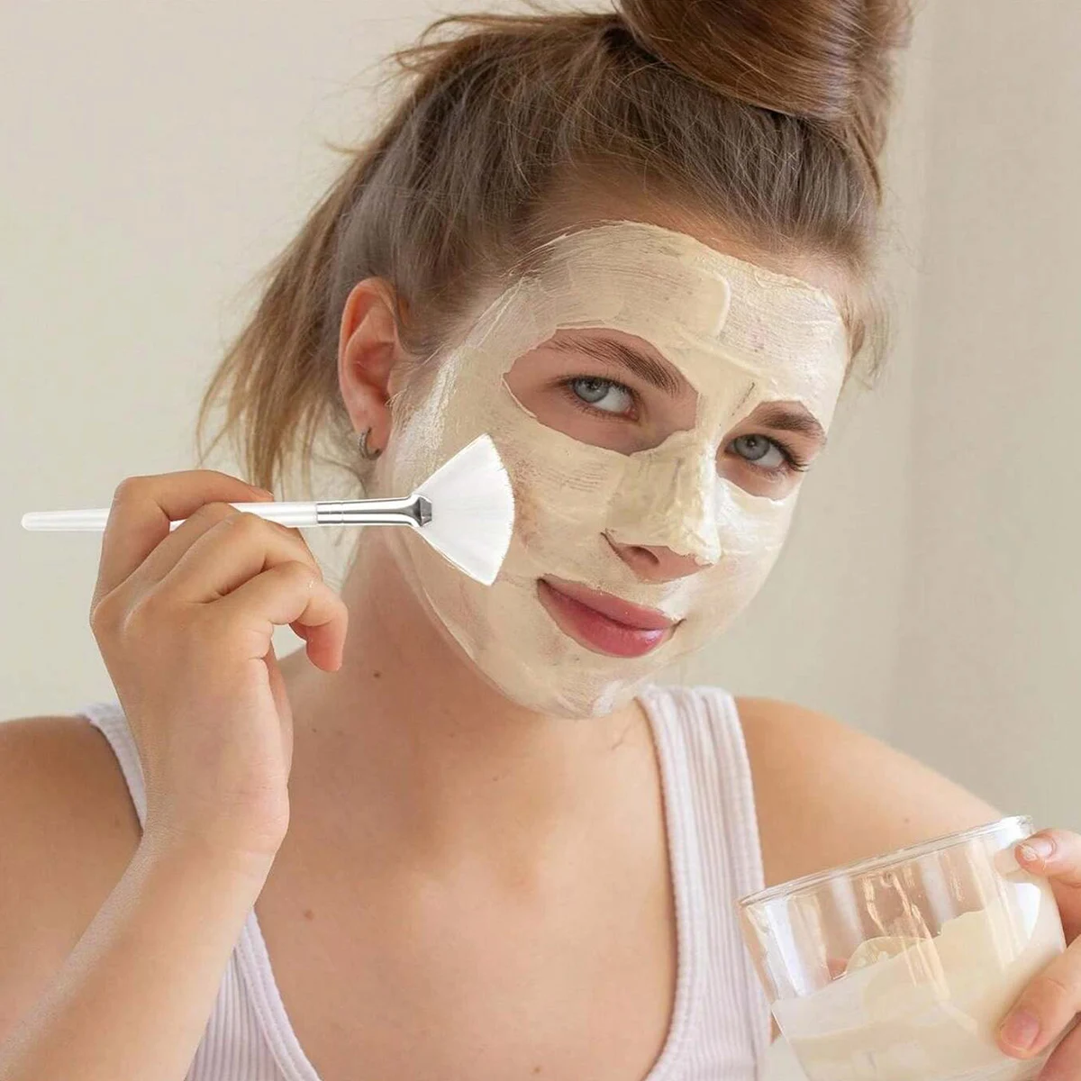 Weiche 10-teilige flauschige Make-up-Pinsel – Gesichtsmasken-Applikator und Gesichtsfächer-Pinsel für Frauen und Mädchen