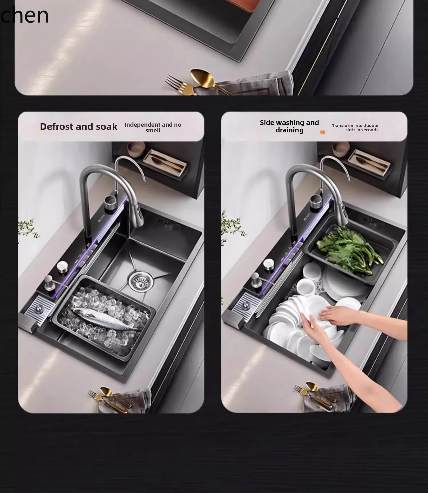 YFY Sink 304 Stainless Steel Handmade Large Bowl Household Kitchen Above Counter Basin