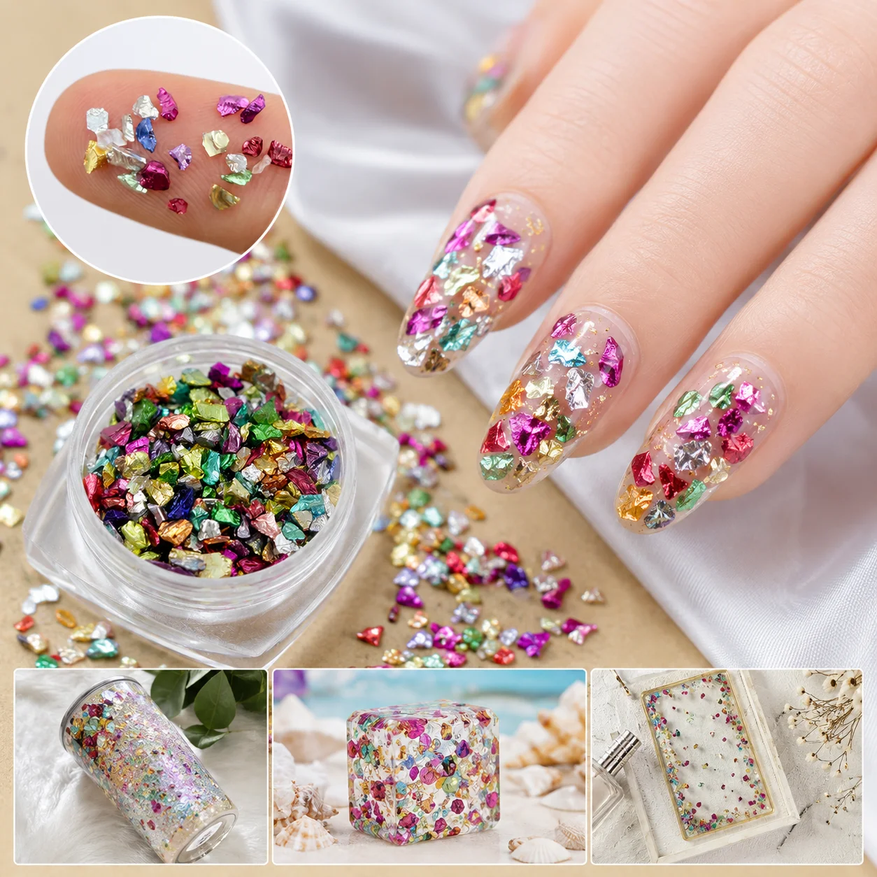 Multicolor Crushed Stone Nail Art Decorations Irregular Glitter Flakes Mini Gravel Chips 3D Nail Charms DIY Manicure Accessories
