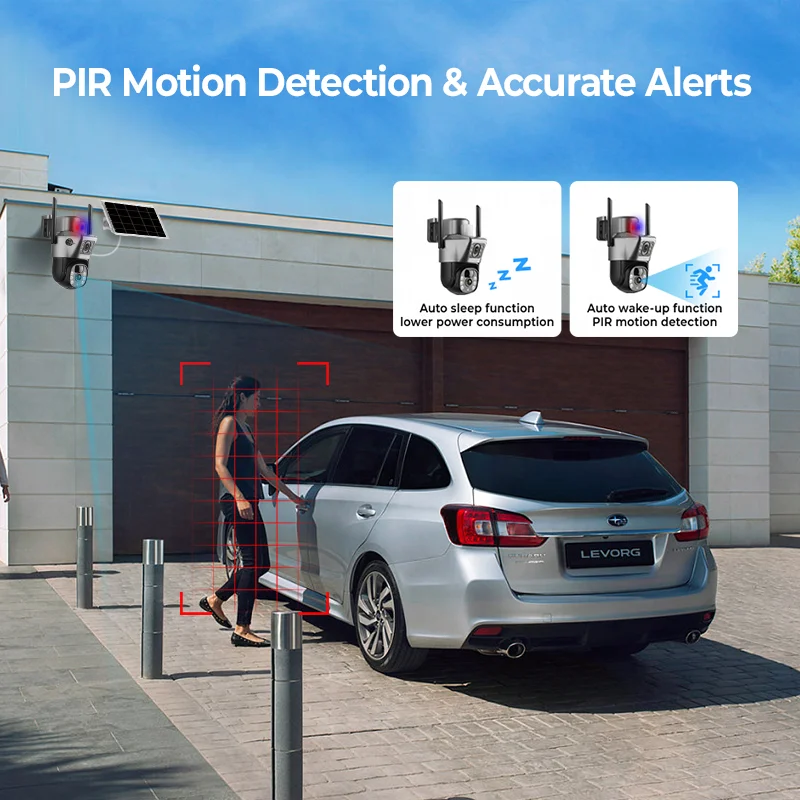 Solar Wireless IP Camera Dual Lens Dual Screen WiFi Outdoor Waterproof Video Monitor 4K 8MP Battery Security CCTV Cam V380 Pro