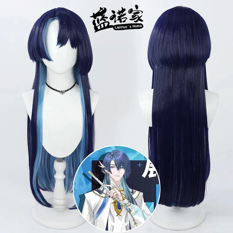 

Virtual YouTube Vtuber Zhanlin Finn Cosplay Wig Halloween Carnival Party Props Synthetic Hair Heat Resistant Fiber + Wig Cap