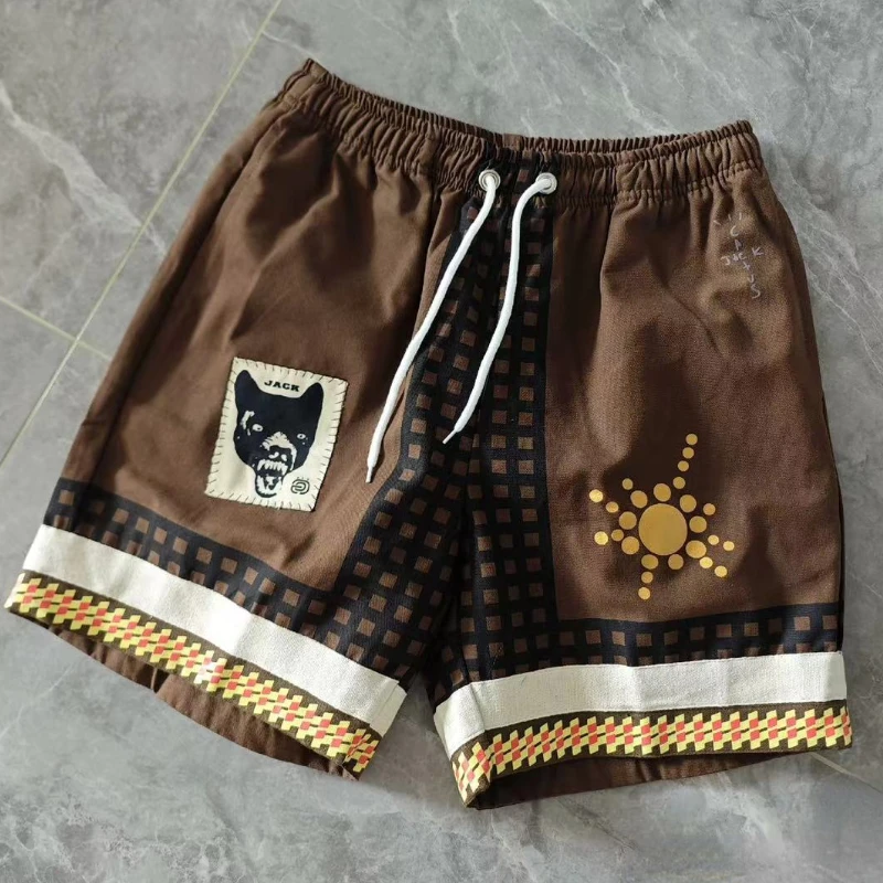 Cactus Jack Shorts Sun Embroidery Printed Wolf Print Cargo Pants for Men Women Basketball Shorts