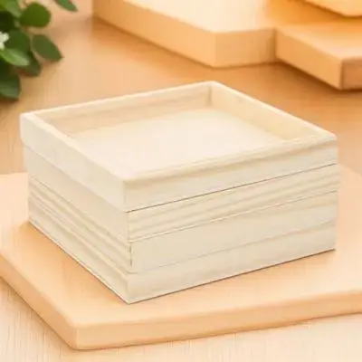 

Unfinished Wood Tray Set of 4 Wood Organizer 3D Puzzle Toy Storage Serving Tray for Kids and Adults