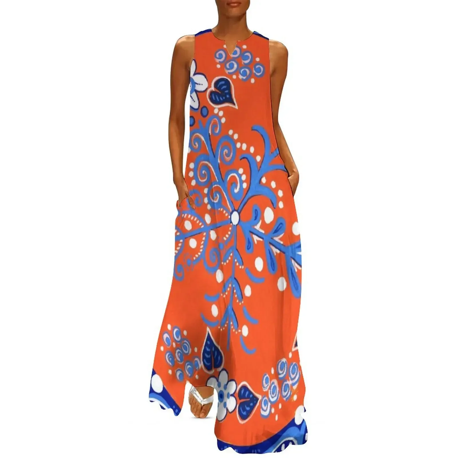 

True Orange and Blue Long Dress cute dress dresses women summer 2025 evening dress women ceremony dresses