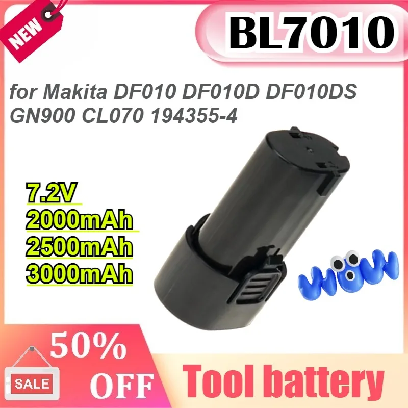 

New BL7010 7.2V 2000/2500/3000mAh for Makita DF010 DF010D DF010DS GN900 CL070 194355-4 Electric Tool Battery