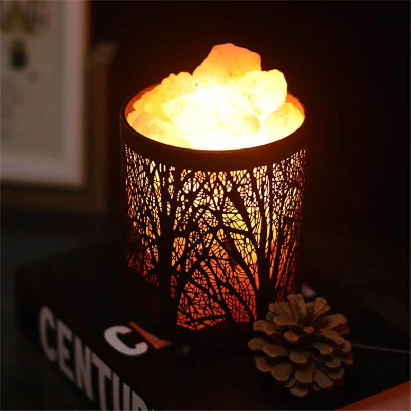 Natural Himalayan Salt Lamp USB Atmosphere Led Night Light Table Lava Lamps for Bedroom Bedside Warm Light Christmas Decoration