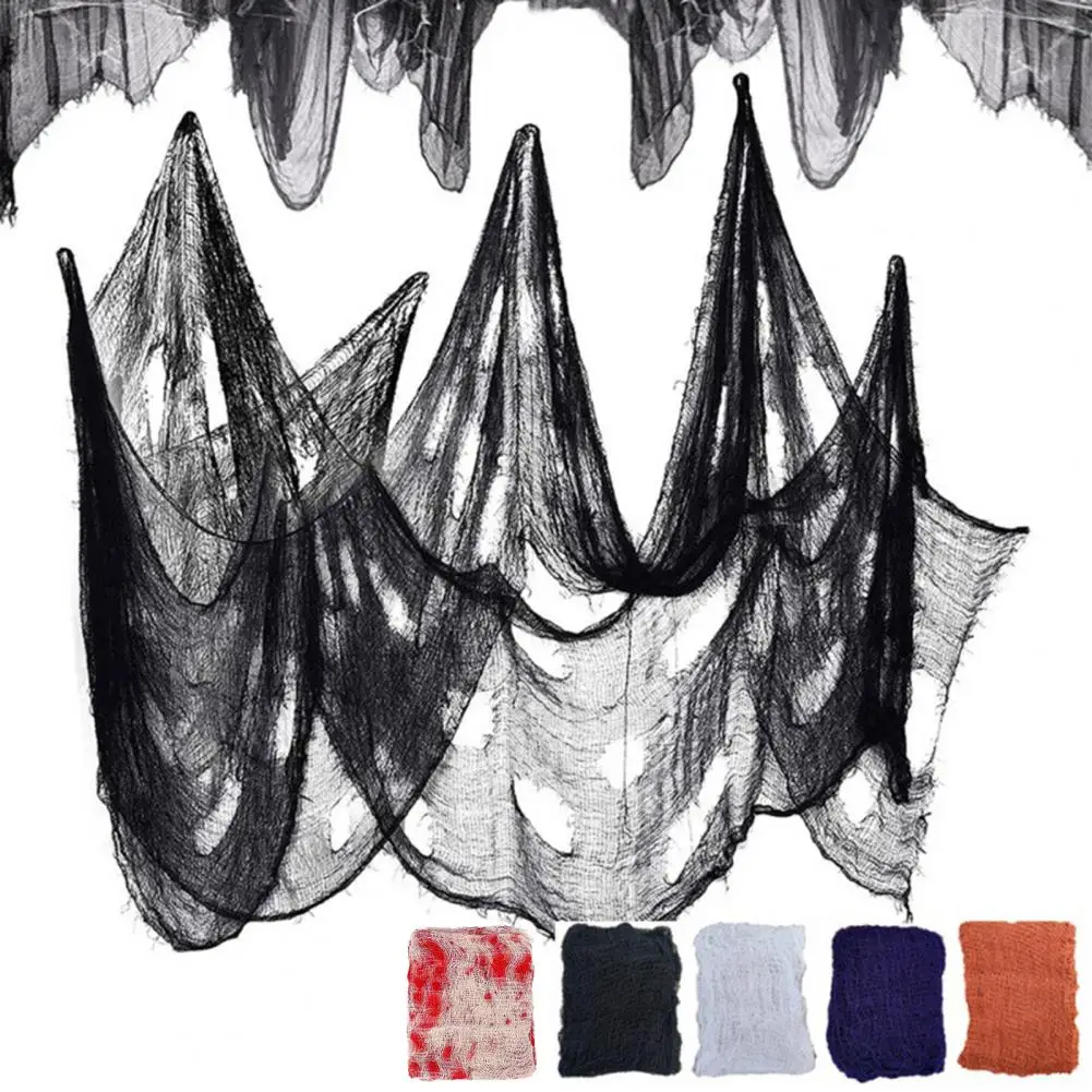 1PC Halloween Black Gauze Horror Haunted Houses Decor Black Creepy Cloth Party Home Doorway Wall Gauze Terror Scene Props