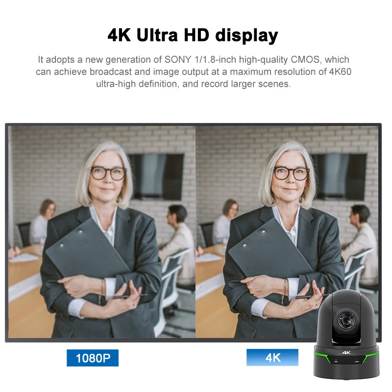 4K60 Broadcast PTZ Camera 25X Optical Zoom 12G-SDI 3G-SDI SFP Genlock NDI HX3 FreeD AI Tracking For Conference Church Studio