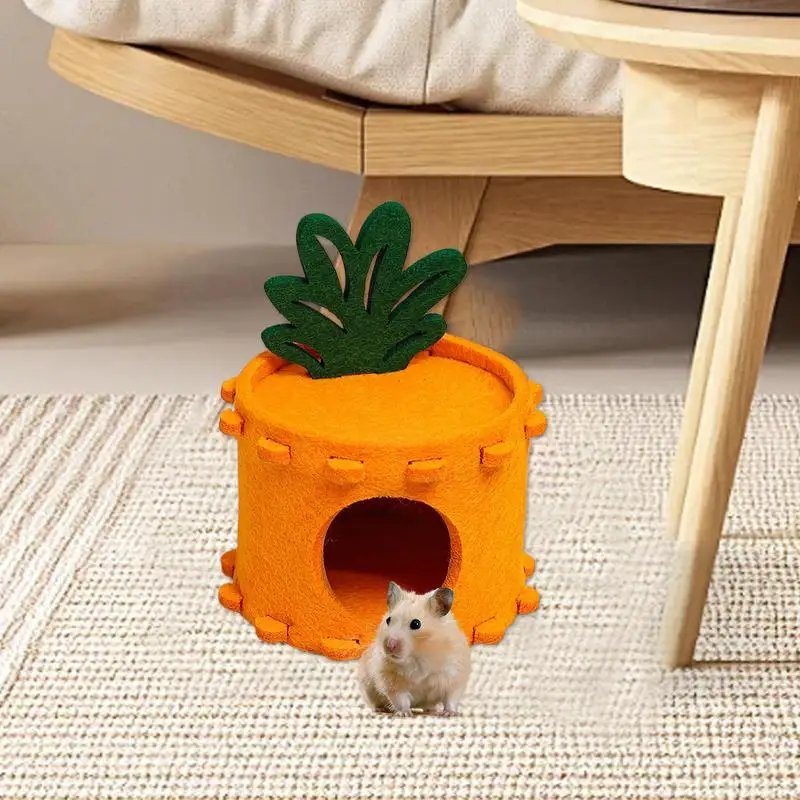 Hamster Felt Sleeping Bag Soft Pineapple Felt Hamster House Hamster Bed Cute Tunnel Sleeping Nest Hamster Accessories For