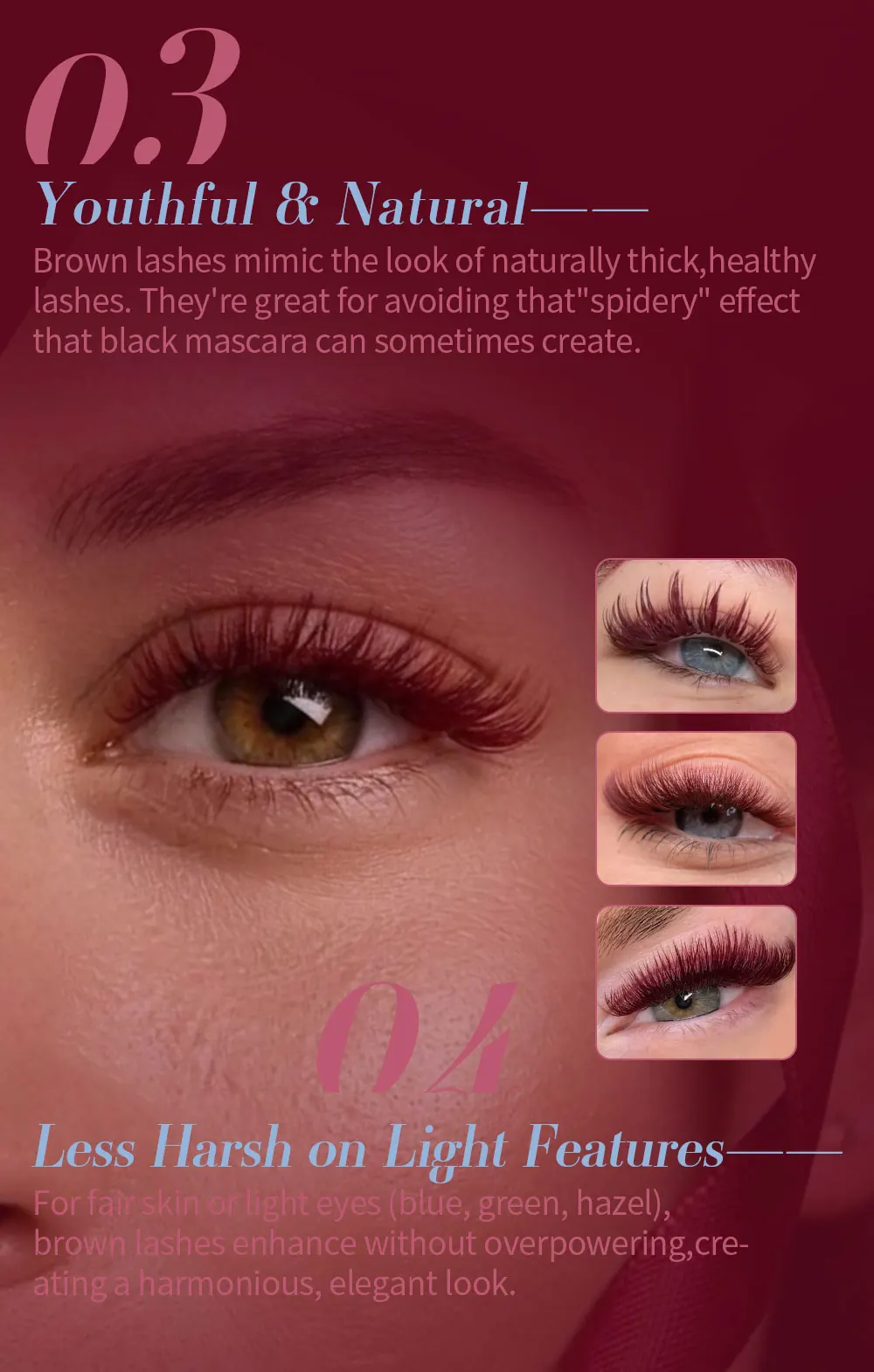 Abonnie LB/LC 8-15mm Burgunderrote Matte Volumen-Wimpernverlängerungen Klassische Einzelwimpern Flauschige Falsche Wimpern für Augenschönheit – Detail 6