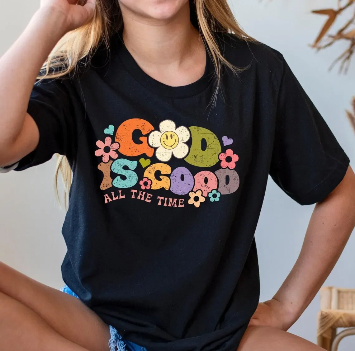 Christian T-Shirt God Is Good Jesus Bible Verse Inspirational Faith Religious Graphic Short Sleeve Casual Cotton Tops Clothing